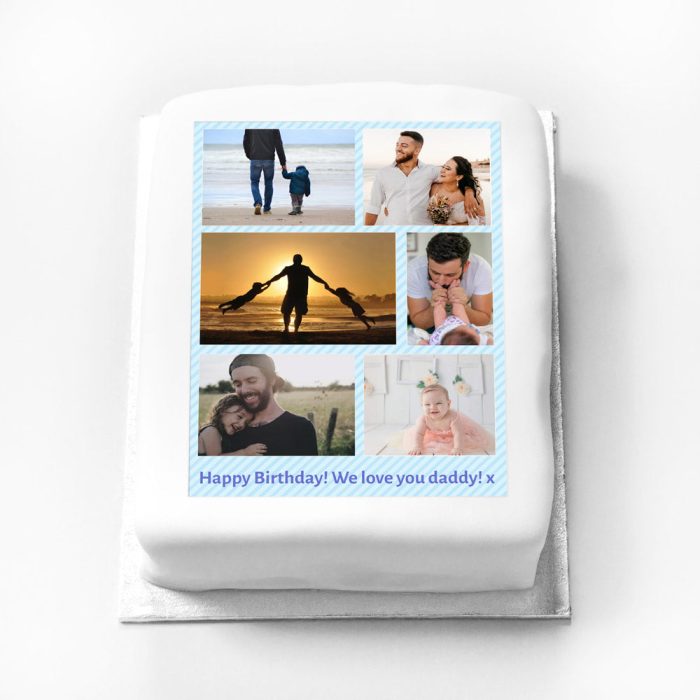 34979 Personalised Multi Photo Cake Blue Pastel Adult a