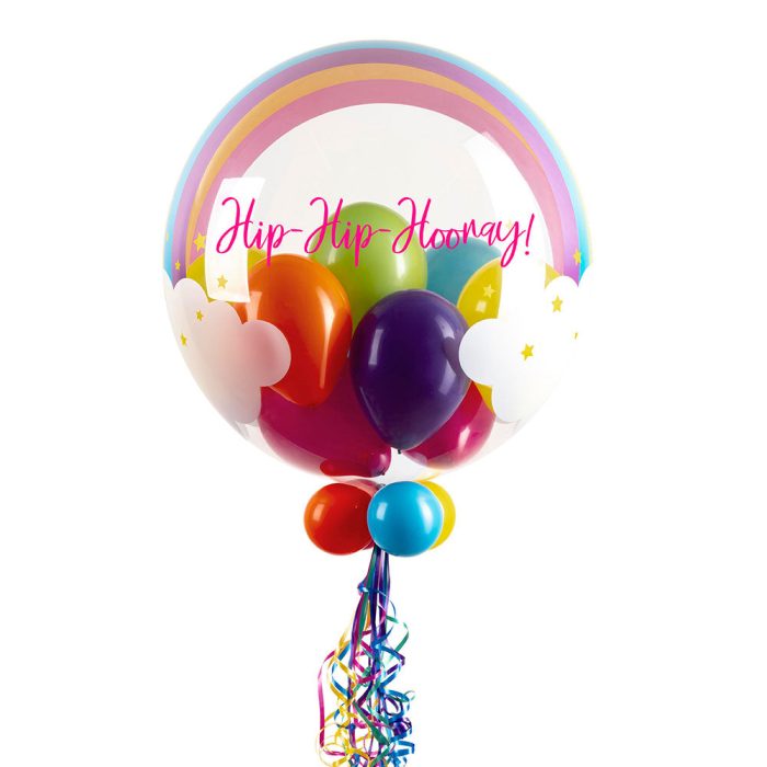 36740 Personalised Bubble Balloon in a Box Rainbow Clouds NEW 3