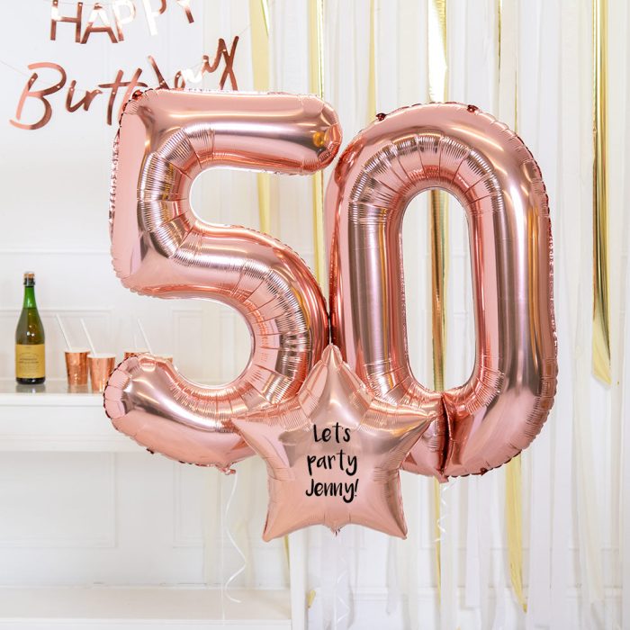 37380 Supershape50thBirthdayBalloons RoseGold c