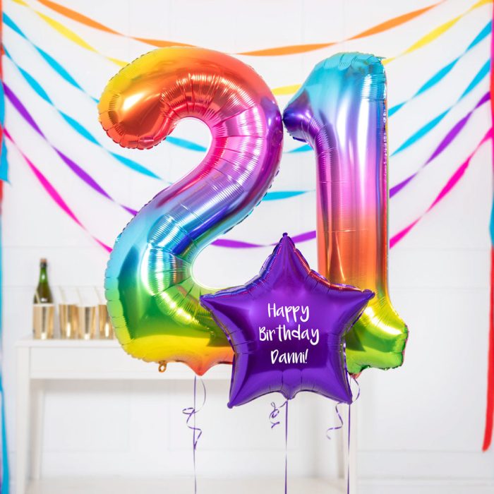 37832 21st Birthday Balloons in a Box Rainbow 2