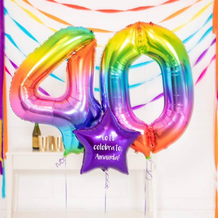 37834 40th Birthday Balloons in a Box Rainbow 1