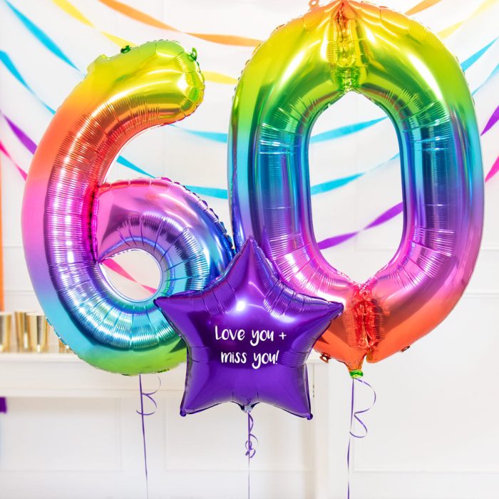 37836 60th Birthday Balloons in a Box Rainbow 2