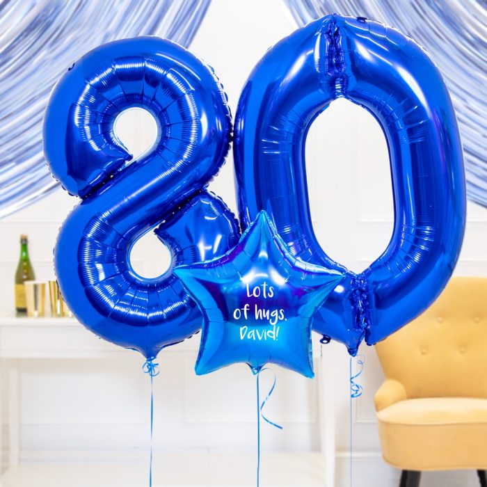 37854 80th Birthday Balloons in a Box Blue 1