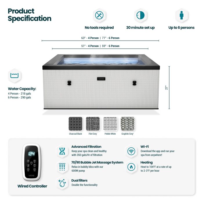 garda 46 person eco foam hot tub built in integrated heater pebble white garda 46 person eco foam hot tub built in integrated heater pebble white 305711
